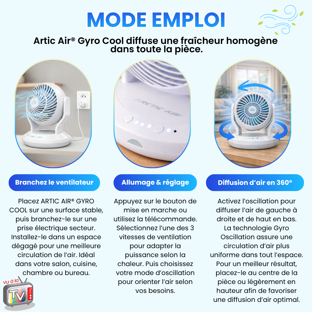 Ventilateur Portable Oscillant 360° Artic Air